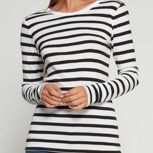 NEW! Gap White Black Stripe Favorite Long Sleeve Tee - XXL
